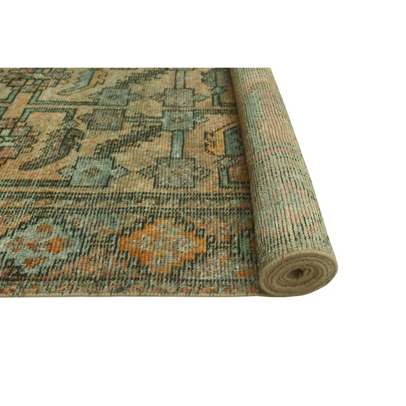 Vintage Distressed Aracy Rust/Grey Runner - 4'11" x 9'9"