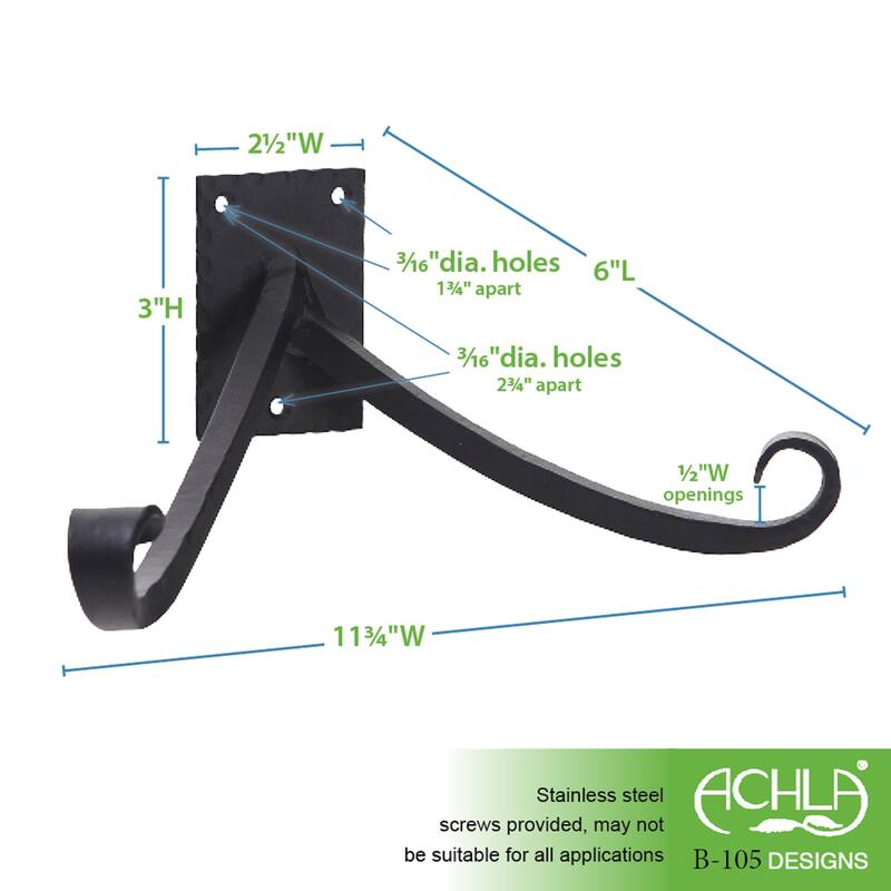 Achla Designs Lodge Y Bracket w/Multiple Hooks, 11.75 Inch Wide, Black Powder Coat Finish