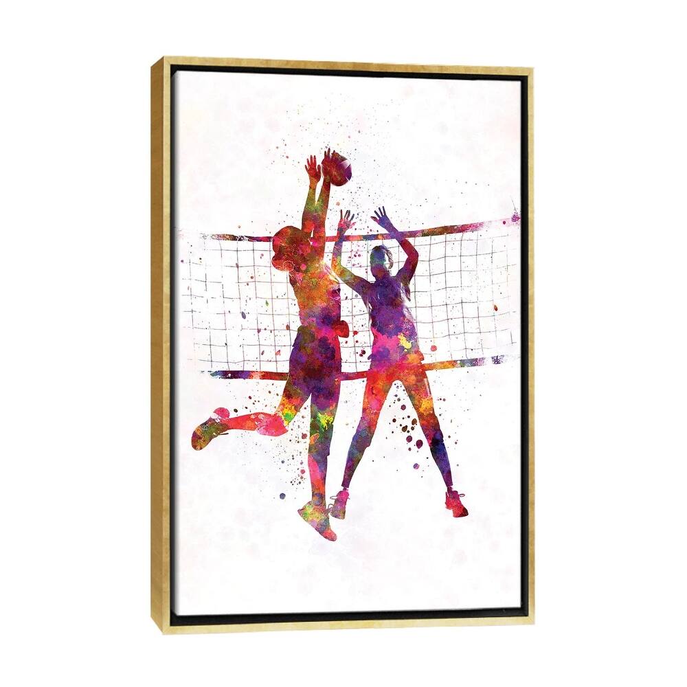 iCanvas "Women Volleyball Players In Watercolor" by Paul Rommer Framed Canvas Print