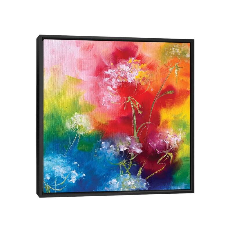 iCanvas "Rainbow Flower Swirl" by Marina Skromova Framed - Black - 26x26