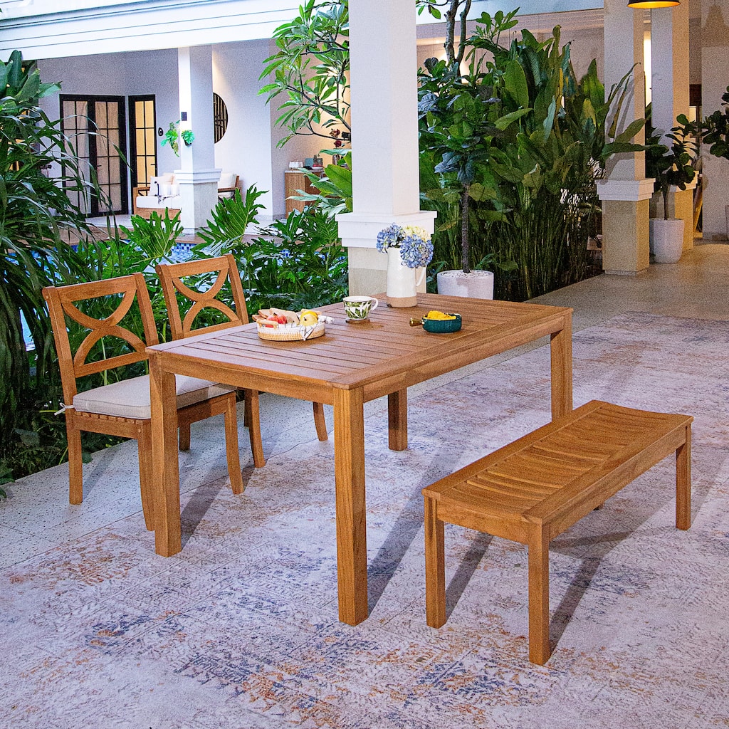 Cambridge Casual Lowell 4-piece Teak Outdoor Dining Set with Bench