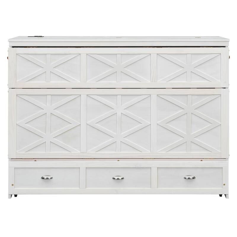 Queen Murphy Bed with Storage Drawers & USB Charging