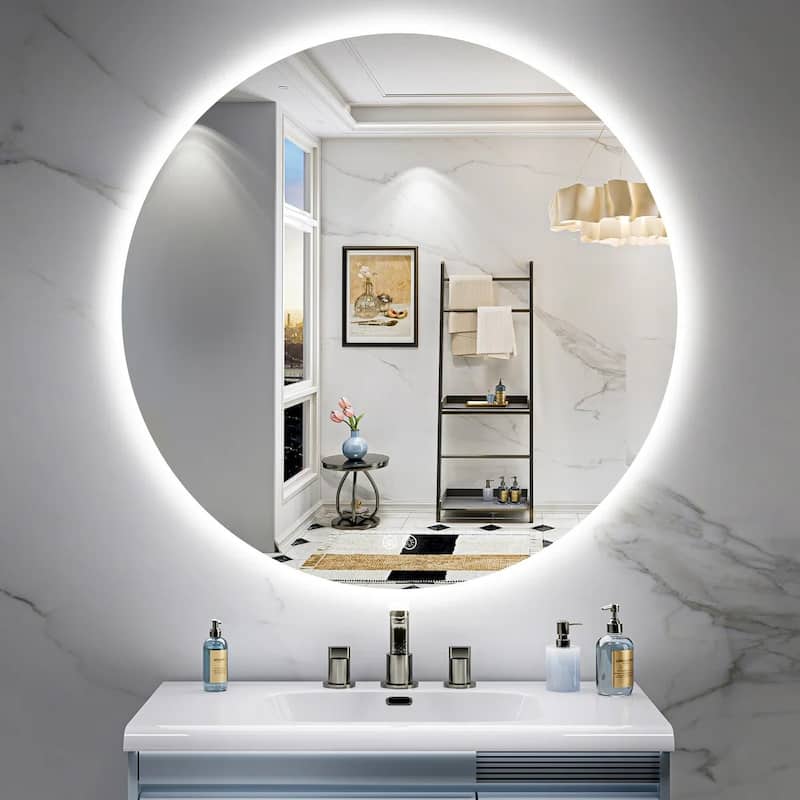 UL Certified Frameless Anti-Fog 3 Colors Dimmable LED Backlit Wall Bathroom Vanity Mirror - 36" x 36" - Round