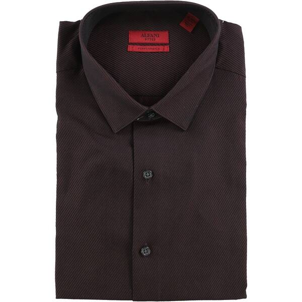 Alfani Mens Striped Button Up Dress Shirt, Red, 14.5" Neck 32"-33" Sleeve -  Bed Bath & Beyond - 41864506