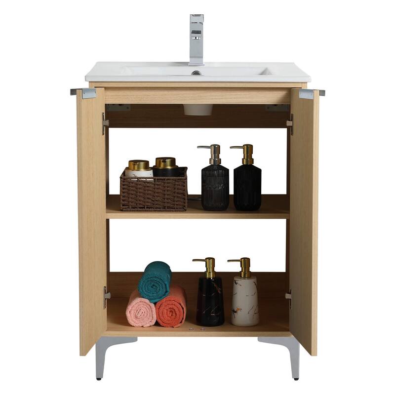 Fine Fixtures Wilmington Bathroom Vanity with White Ceramic Sink.