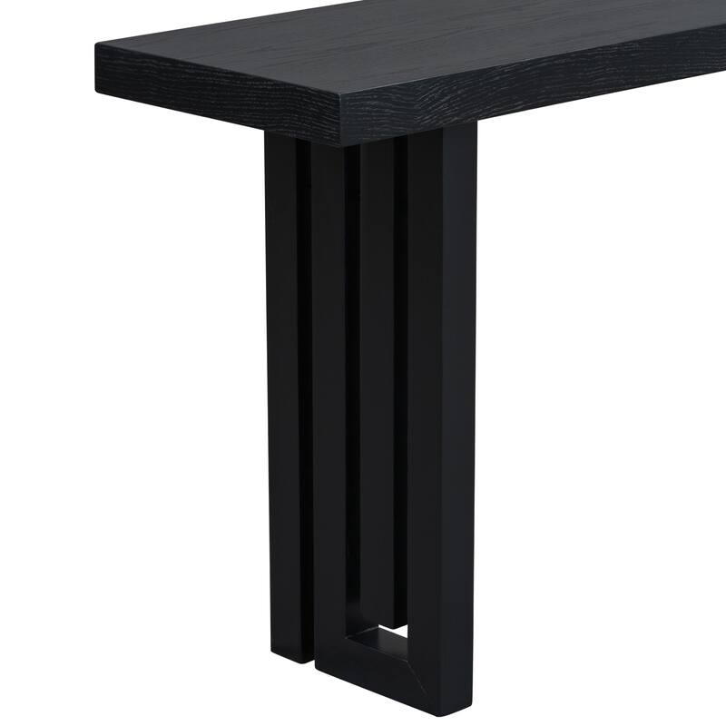 59 Inch Long Console Table, Solid Wood Rectangular Entryway Table