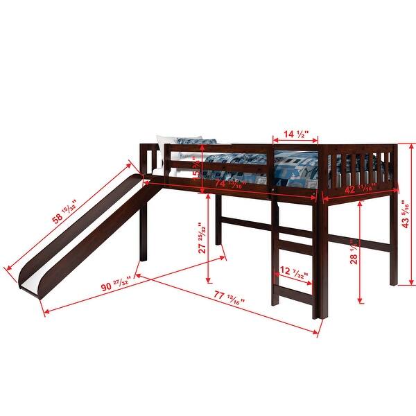 Donco Kids Mission Tent Loft Dark Cappuccino Twin Bed with Slide