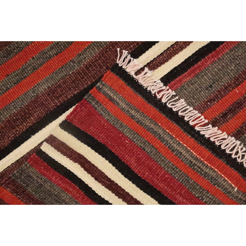 Hand Woven Oriental 100% Wool Carpet Southwestern Geometric Multi-Colored Kilim Area Rug - 8' 9'' X 5' 3''