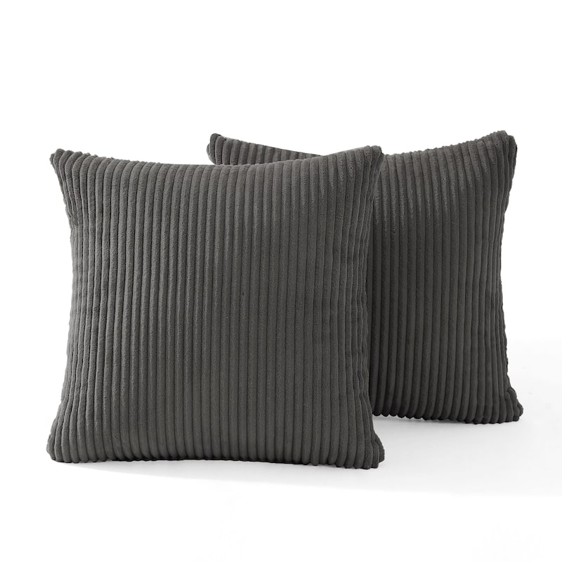 Set of 2 Modern Square Corduroy Accent Throw Pillow - 16.8"×16.8" - Grey