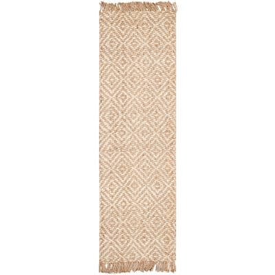 SAFAVIEH Handmade Natural Fiber Souad Jute Rug with Fringe - Natural/Ivory - 2' 6" x 6'