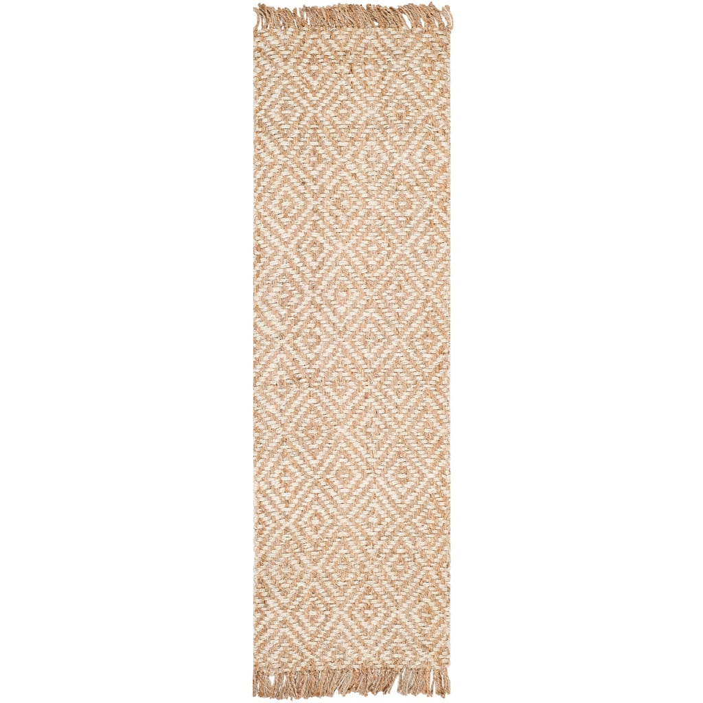 SAFAVIEH Handmade Natural Fiber Souad Jute Rug with Fringe - Natural/Ivory - 2' 6" x 6'
