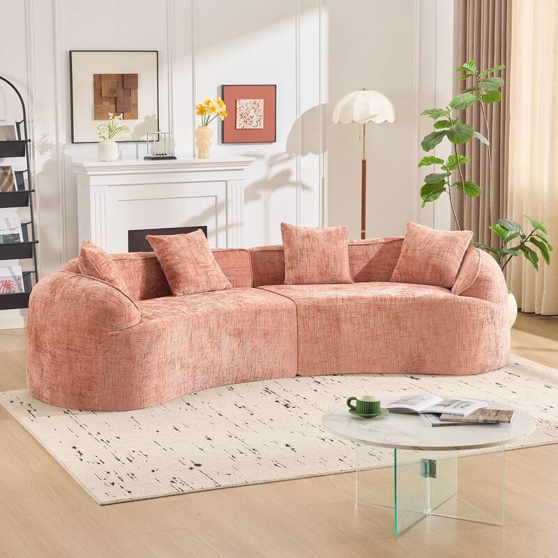Curved Compressed Sofa - Pink