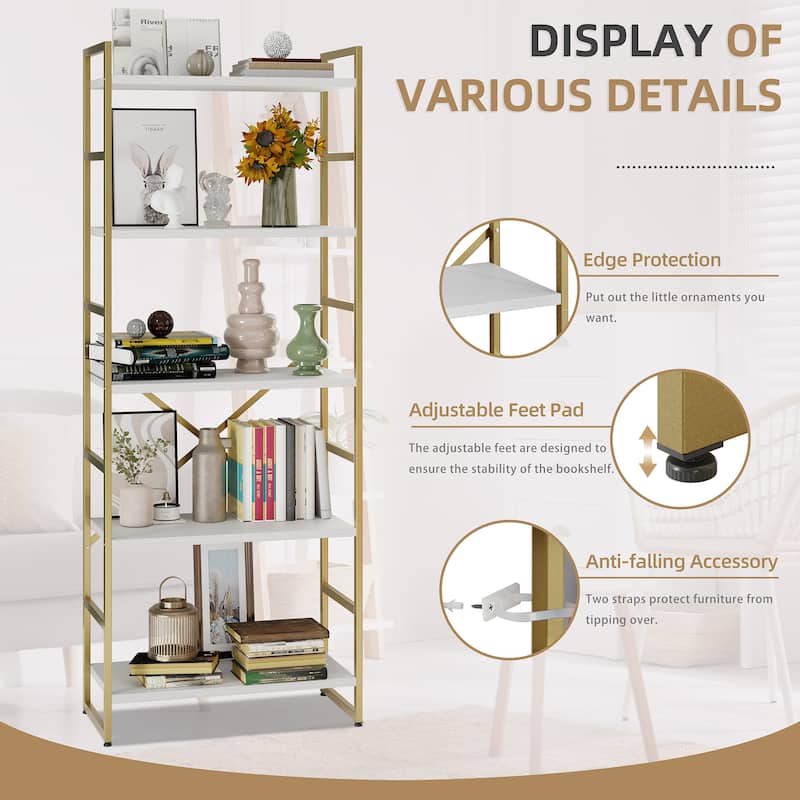 Futzca 5 Tier Storage Bookshelf