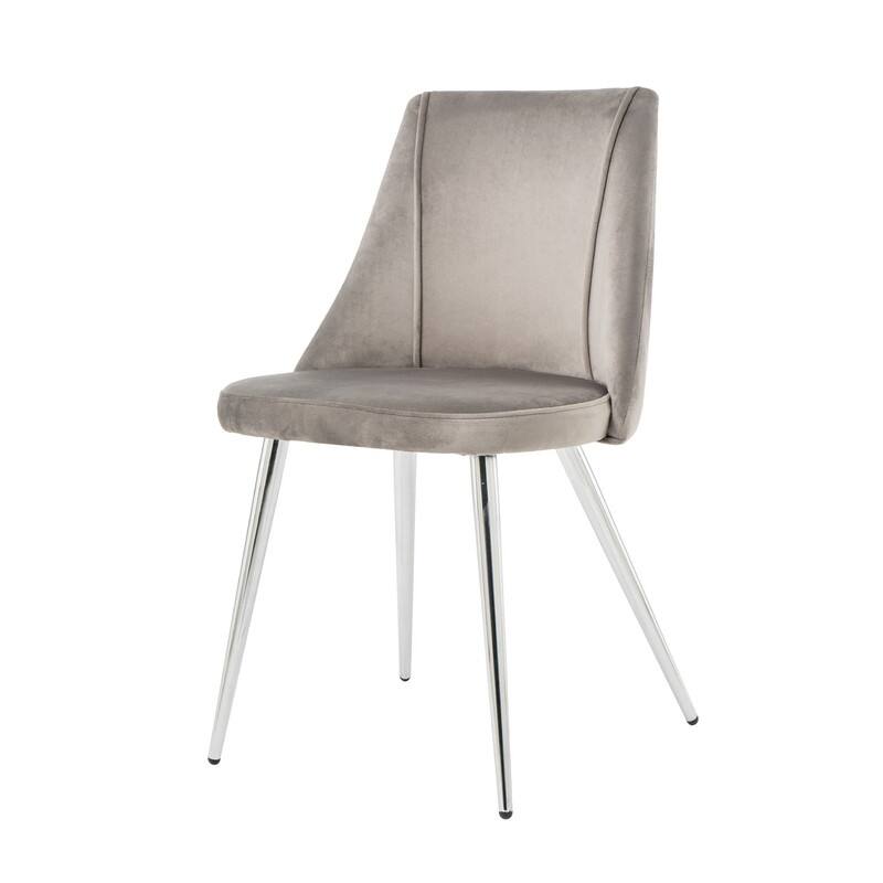 Modern/Simple Velvet Fabric Dining Chairs with Chrome Metal Legs Set of 4