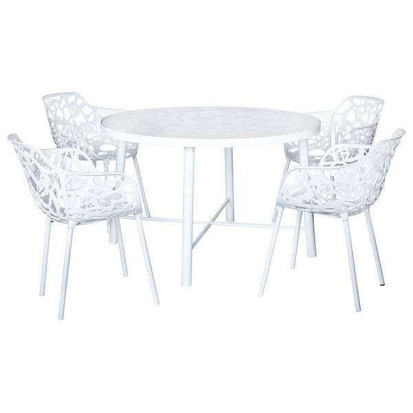 Shop Leisuremod Devon Round Glass Top Aluminum Base Outdoor Dining Table 47 25 X 47 25 Overstock 30502238
