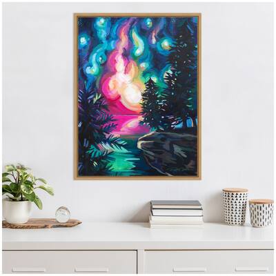 Kate and Laurel Sylvie Cave Point Starry Night Framed Canvas by Rachel Christopoulos