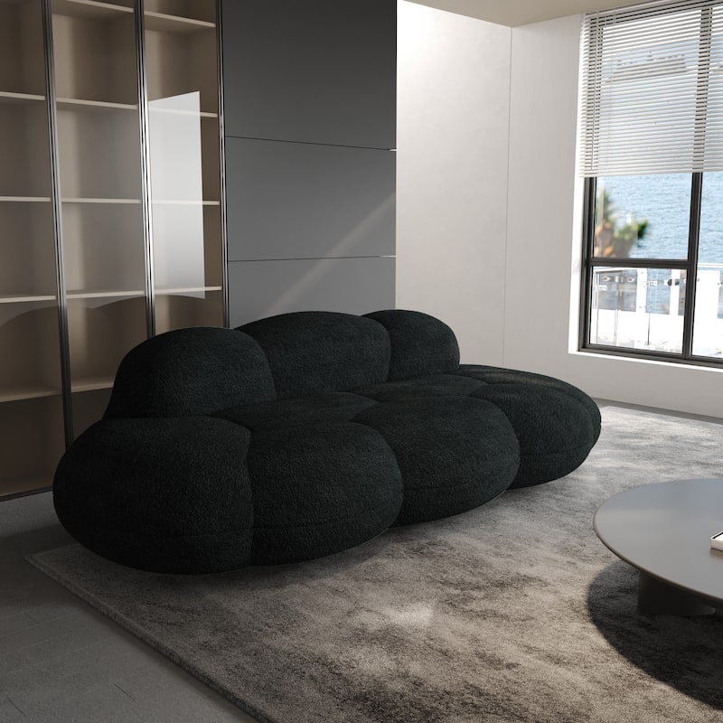Cloud Shaped Couches for Living Room, Modern Comfy Compressed Sofa, Cloud Shaped Leisure Sofa for Bedroom, Apartment - Black