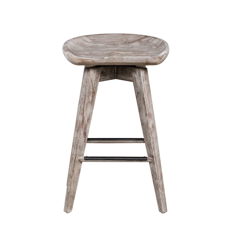 Bali Backless Wood Swivel Indoor Barstool - N/A