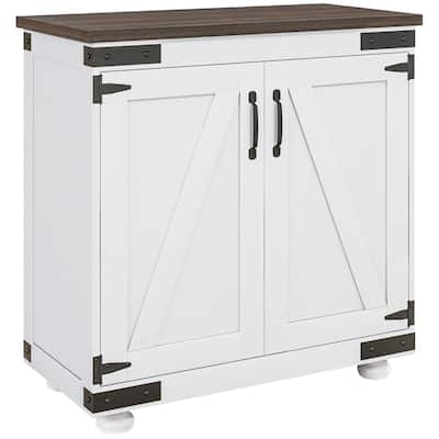 Farmhouse Buffet Cabinet with Adjustable Shelf, Barn Style Door and Wood Legs