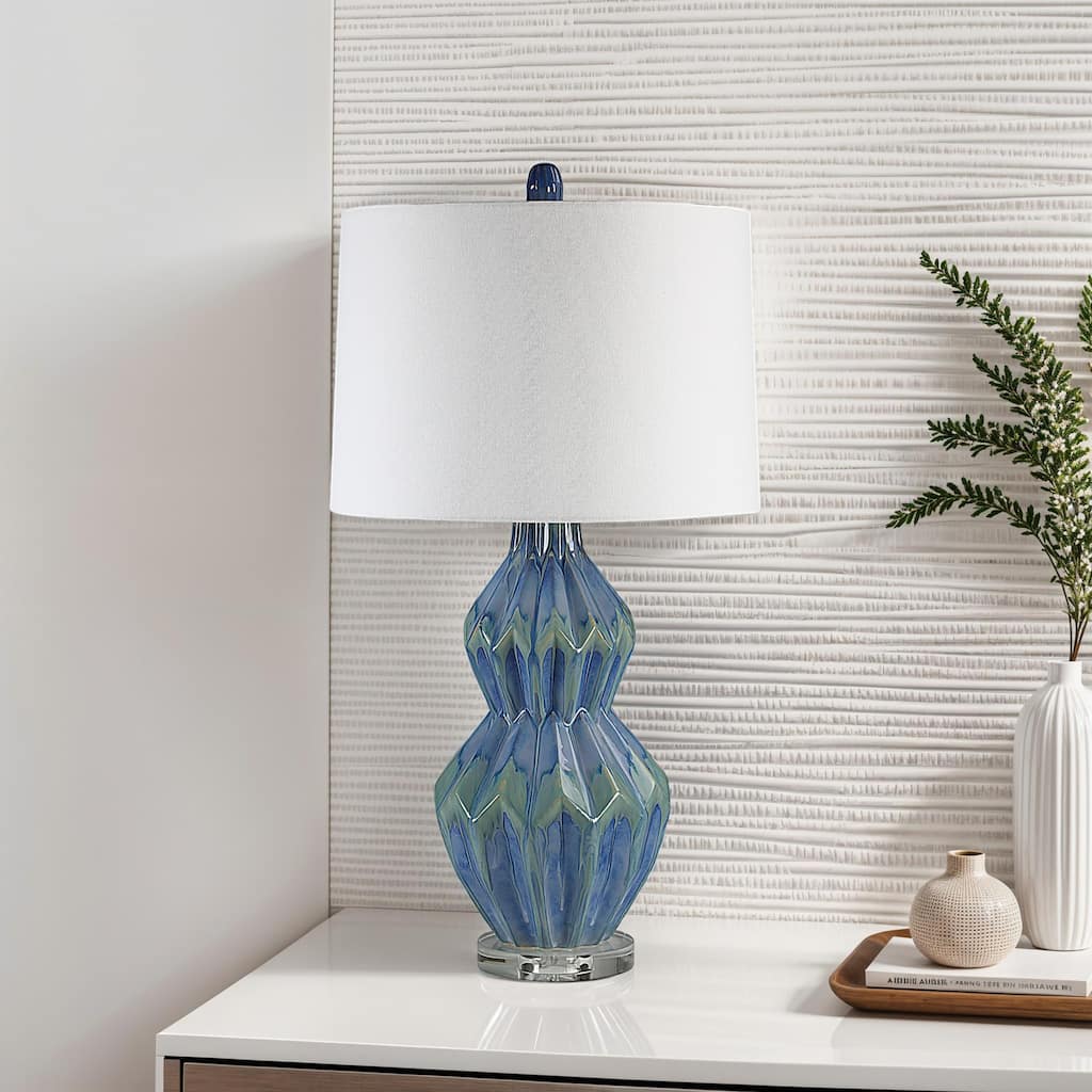 Curvaceous Silhouette Base Table Lamp with Tapered Shade - 29.5" - Blue