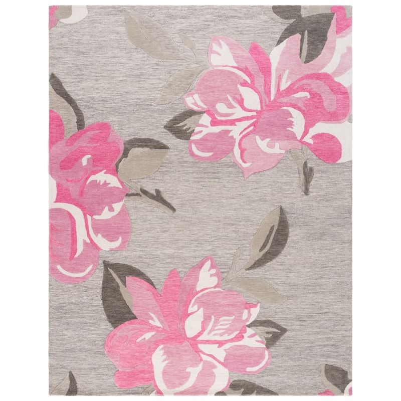 SAFAVIEH Handmade Jardin Milija Floral & Botanical Rug - 8' x 10' - Grey/Pink