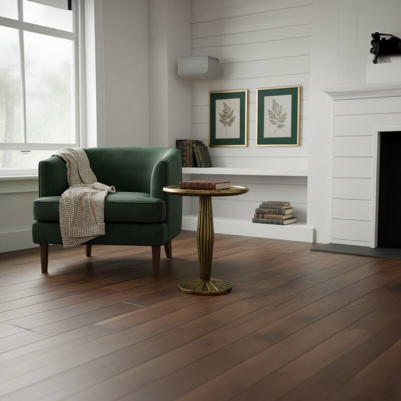 17 Inch Side End Drink Table, Fancy Fluted Base, Round Top Antique Brass