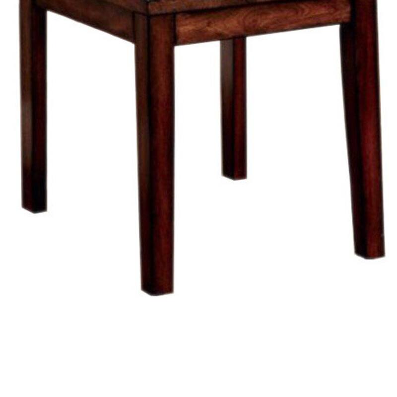 Transitional Wooden Side Chair with Ladder Style Back, Set of 2, Oak Brown