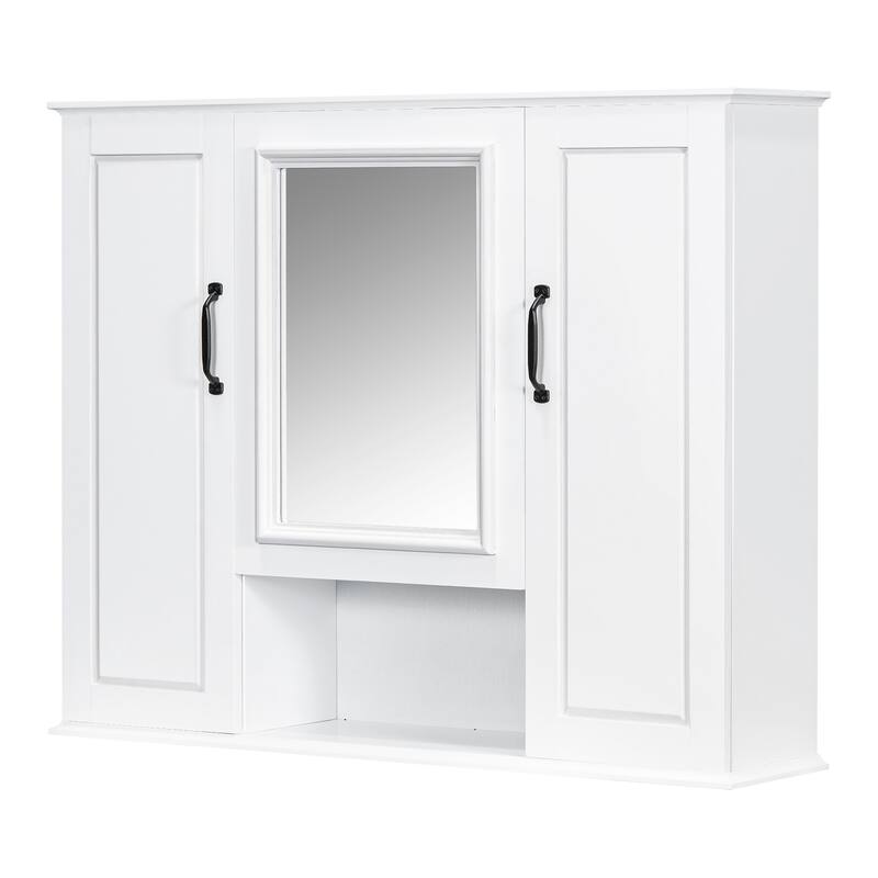 36" Medicine Cabinet, Wall Mounted Bathroom Storage Cabinet, Modern Bathroom Wall Cabinet with Mirror, Mirror Cabinet
