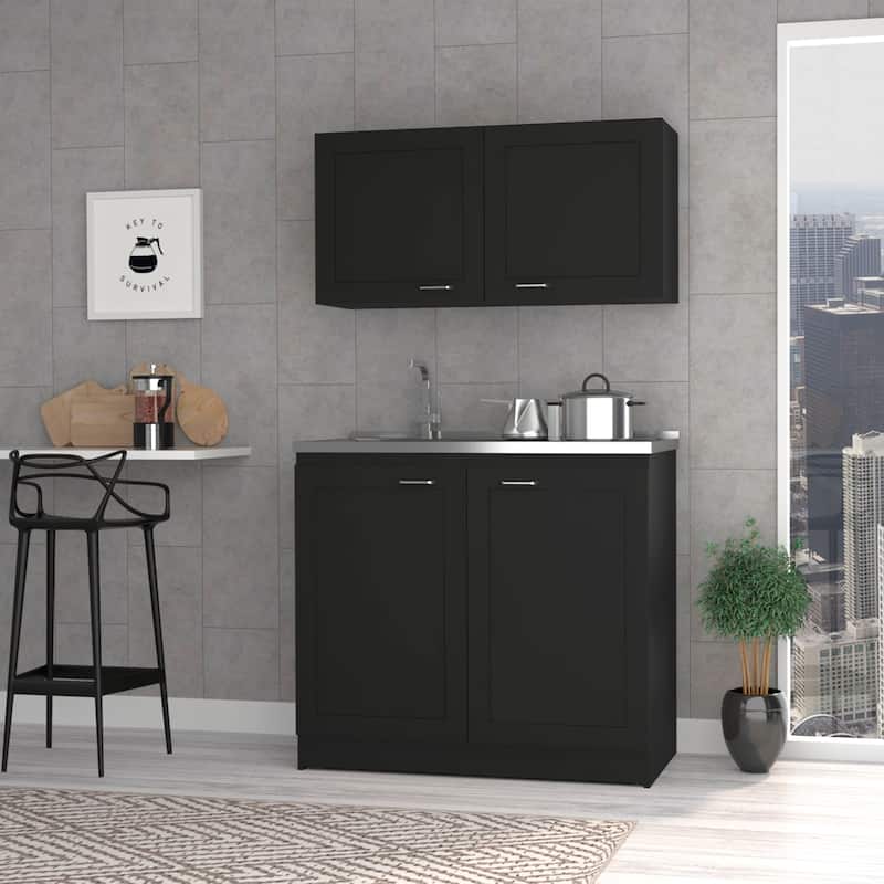 Cambridge 2-piece Rectangle Cabinet Set Black Wengue - Black