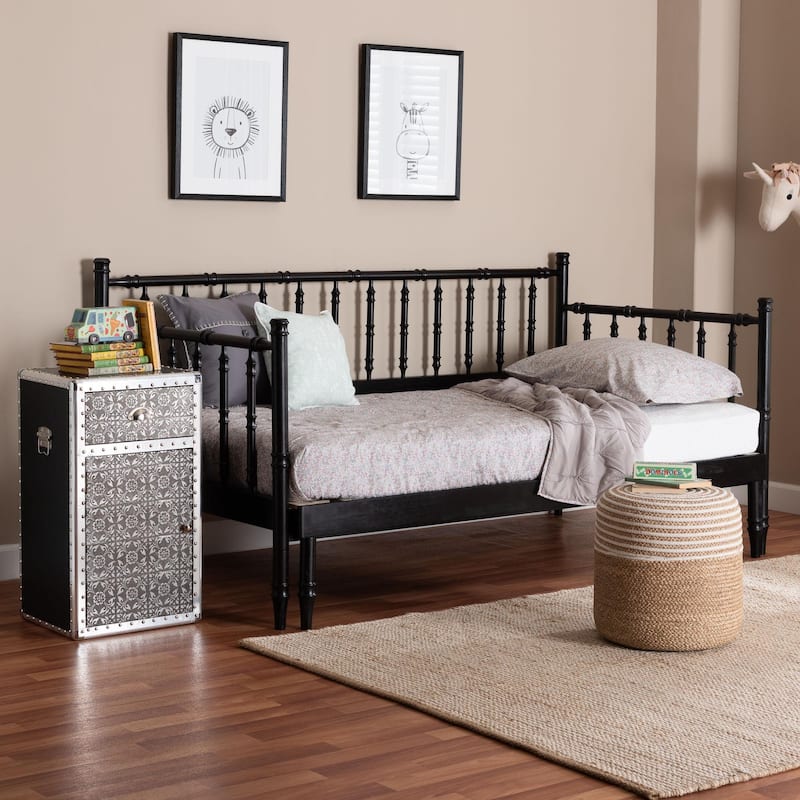 Marisela Twin-To-King Expandable Daybed - Wood Spindle Bed Frame with Bamboo-Inspired Posts, Modern Transitional Furniture