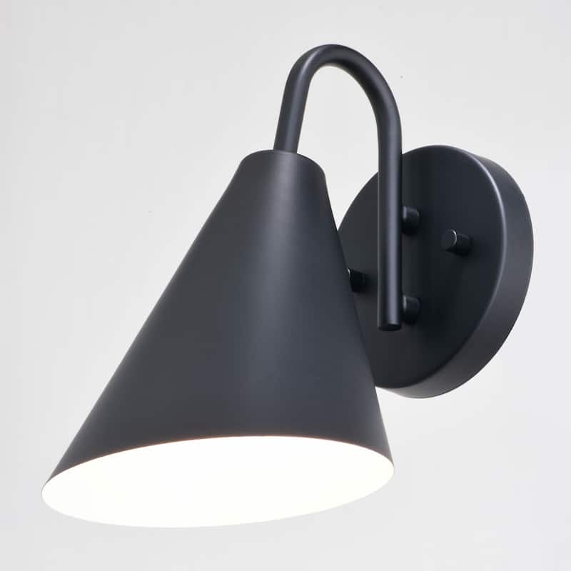 Hanson Steel 1 Light LED Compatible Matte Black and White Contemporary Dark Sky Indoor Outdoor Wall Sconce