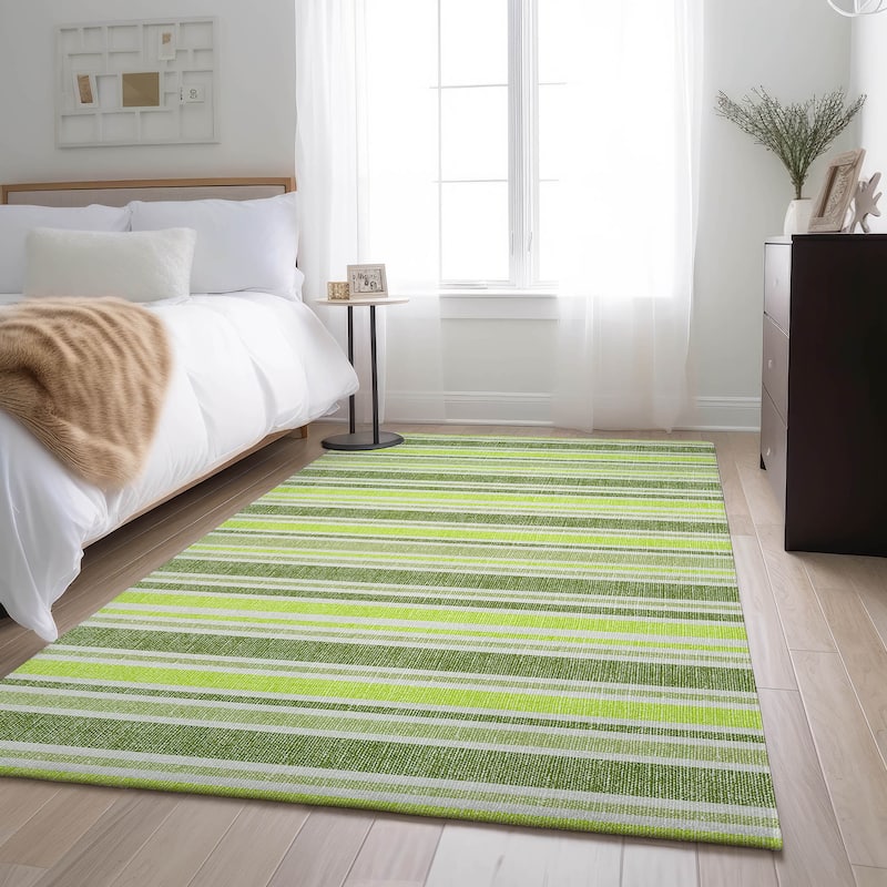 Premium Washable Super Soft Modern Cabana Stripe Mayfield Rug - Fern - 10' x 14' - Rectangle