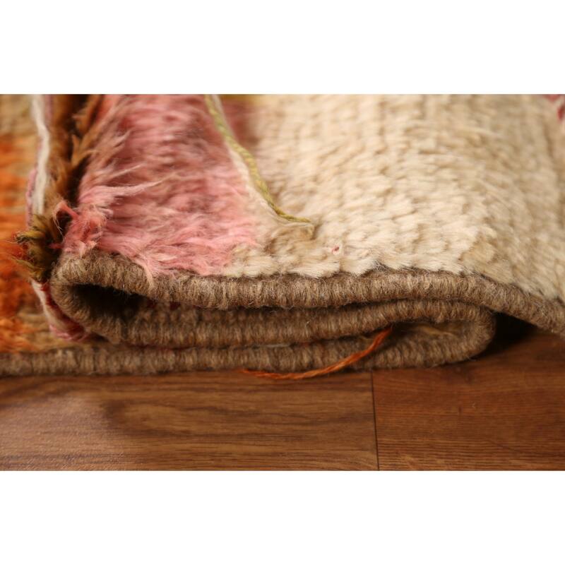 Hand Knotted Oriental 100% Wool Carpet Modern Geometric Multi-Colored Moroccan Area Rug - 8' 0'' X 5' 9''