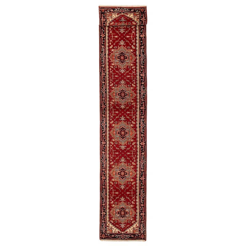ECARPETGALLERY Hand-knotted Serapi Heritage Red Wool Rug - 2'6 x 16'2 - Red - 2'6 x 16'2