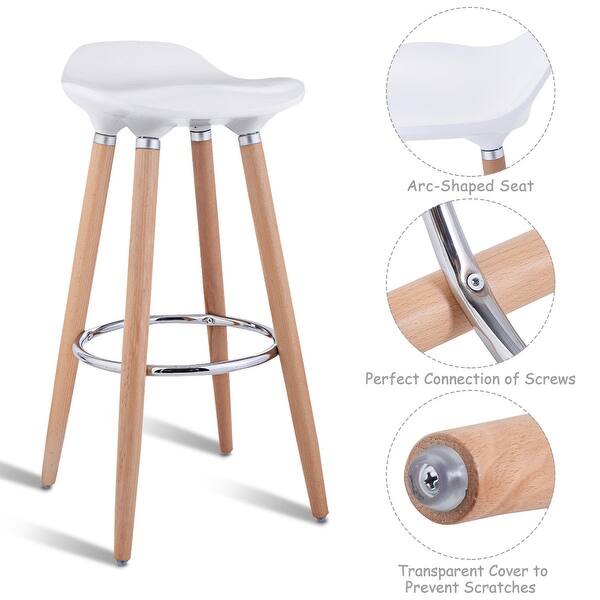 Shop Black Friday Deals On Costway Set Of 2 Abs Bar Stool Breakfast Barstool W Wooden Legs Overstock 18242528
