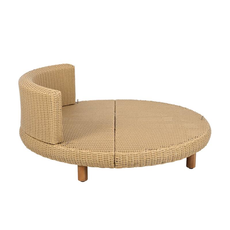 Scott Living Jennie Outdoor Round Wicker Daybed with Water-Resistant Beige Cushions