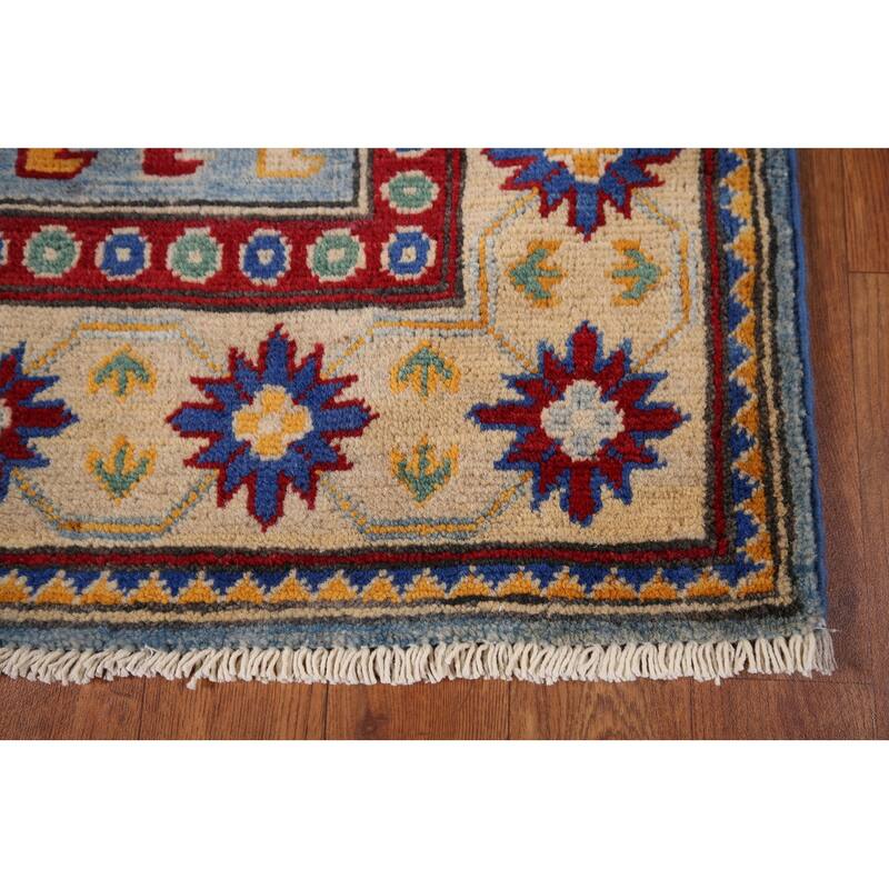 Light Blue Kazak Runner Rug Handmade Wool Carpet - 2'7" x 20'7"