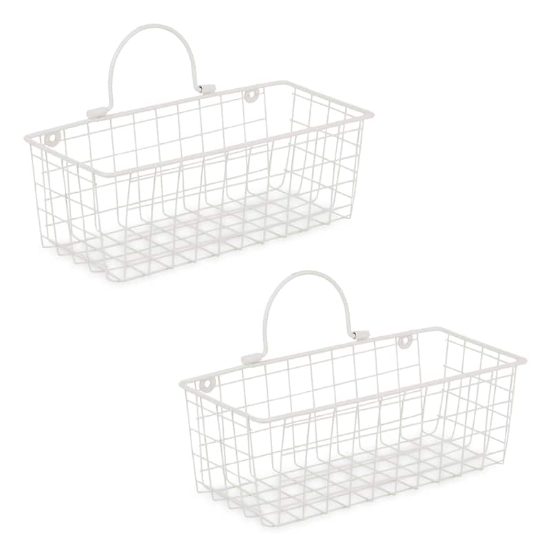 DII Wire Wall Basket(Set of 2) Grey - Small - Antique White