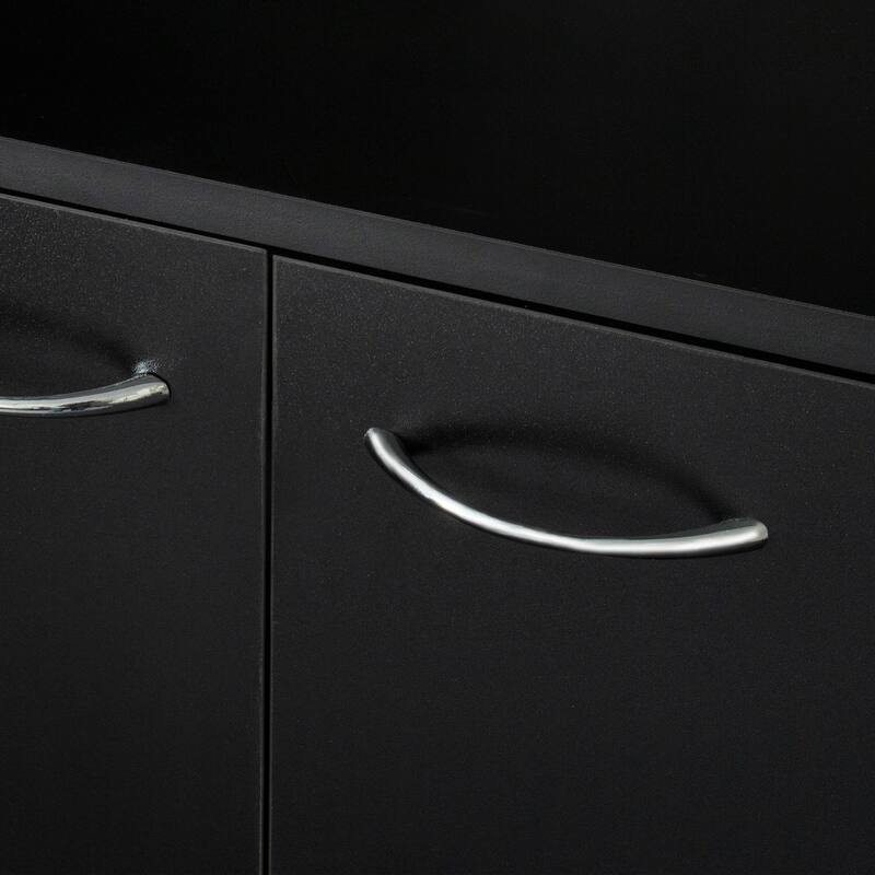 Anmytek 70.87" Tall Black Kitchen Pantry Cabinet with 6 Doors 1 Drawer and Open Shelf for Bedroom Kitchen Storage