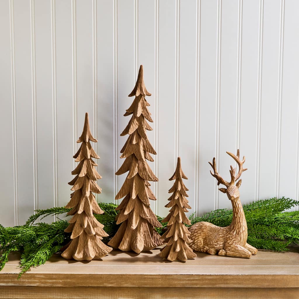 10-17.75" Resin Flocked Tree Set of 3