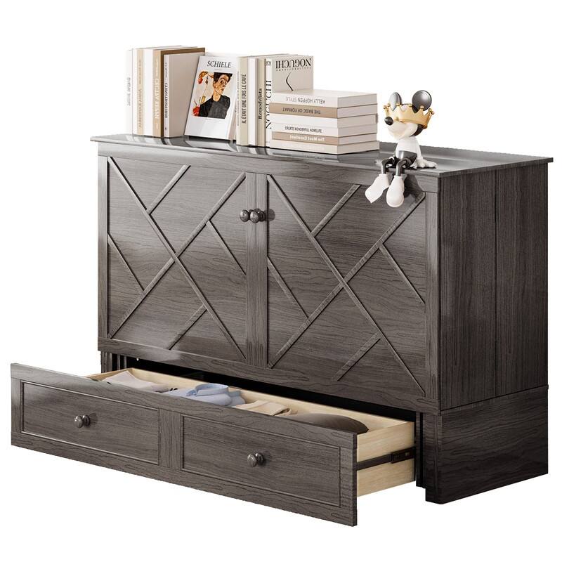 Mixoy Queen Size Murphy Bed Chest with Mattress and Storage