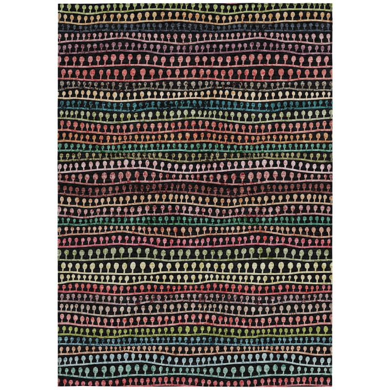 HomeRoots Striped Transitional Rectangle Outdoor Rug