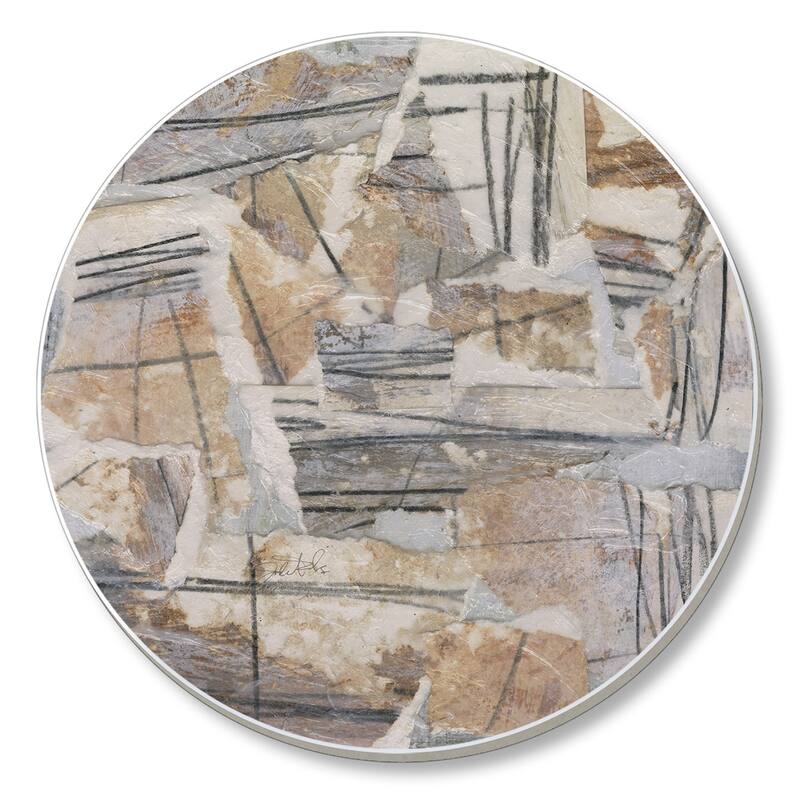 Absorbent Stone Beverage Coasters - Set of 4 - Neutral Reconstructions - Multi-179