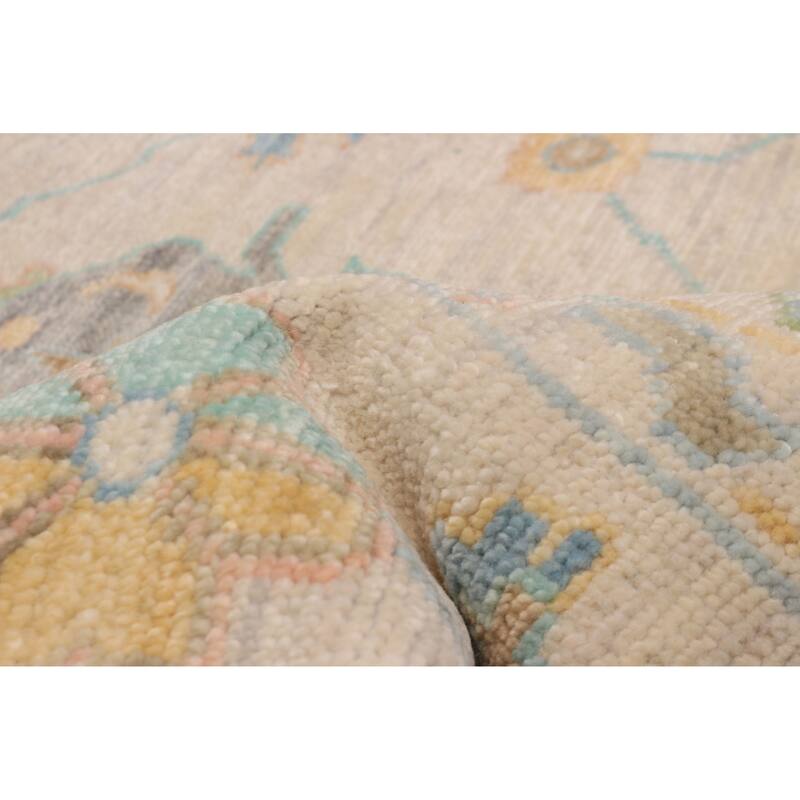 ECARPETGALLERY Hand-knotted Modern Oushak Ivory Wool Rug - 9' 11" x 13' 7"