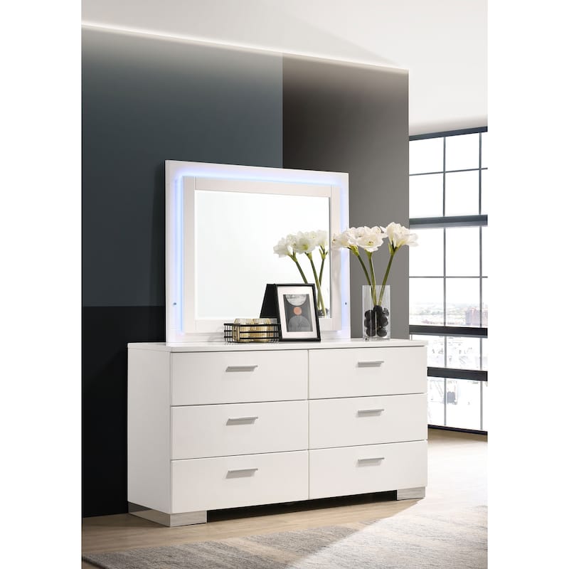 Felicity 6-drawer Wood Dresser White High Gloss
