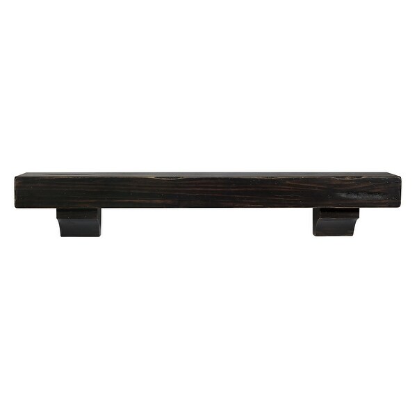 72” Black and Brown Espresso Shenandoah Distressed Finished Wood Shelf or Mantle Shelf - N/A