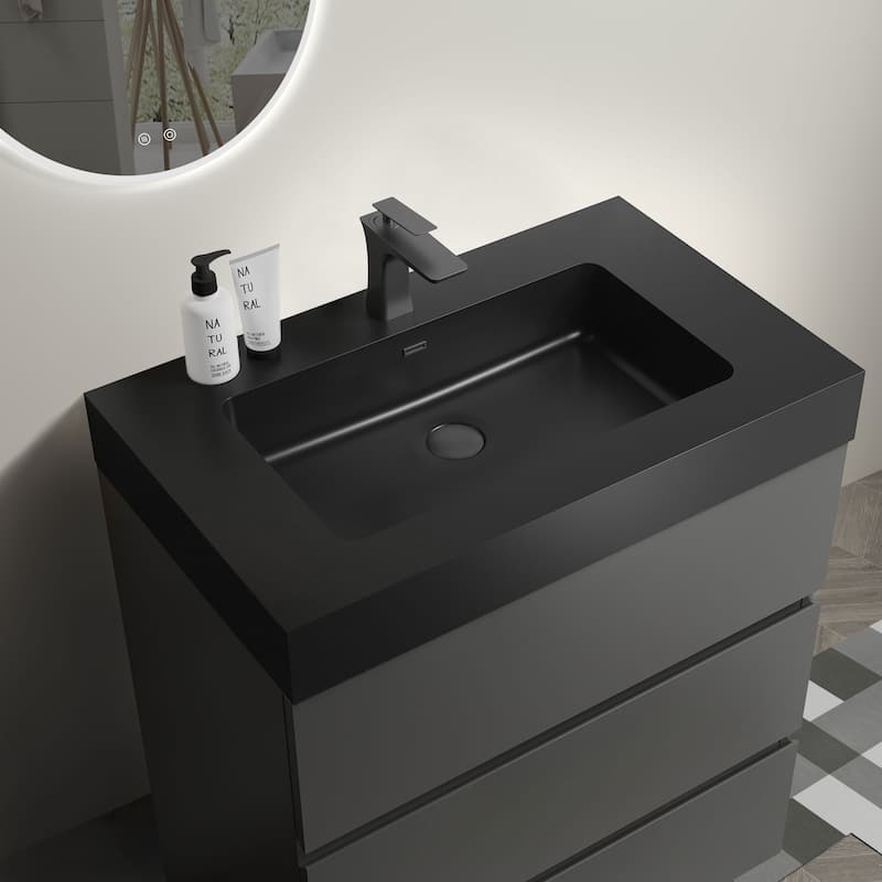 Modern Freestanding Bathroom Vanity with Sink Basin without Drain and Faucet