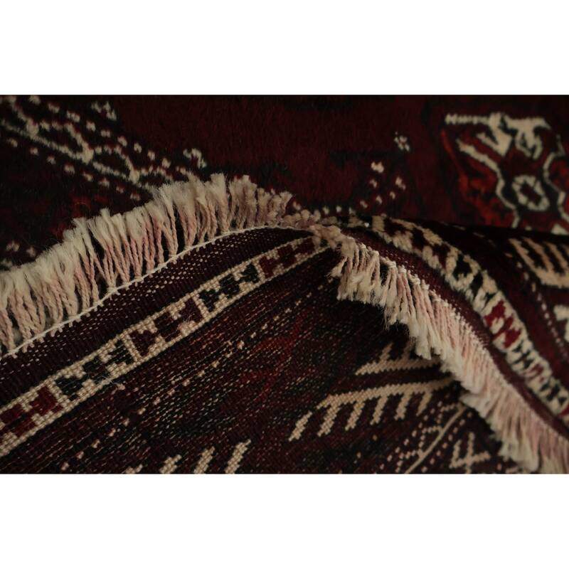 Hand Knotted Oriental 100% Wool Carpet Traditional All-Over Red Turkoman Area Rug - 12' 1'' X 7' 0''