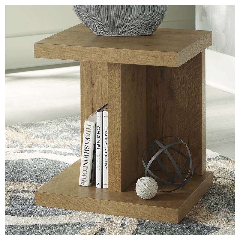 Signature Design by Ashley Brinstead Light Brown Chairside End Table - 22"W x 18"D x 24"H - 22"W x 18"D x 24"H - Light Brown - Veneer