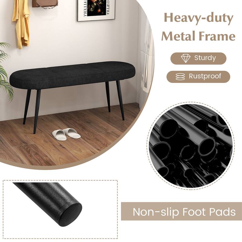 Gymax 47'' Upholstered Entryway Bench w/ Padded Seat & Heavy-duty